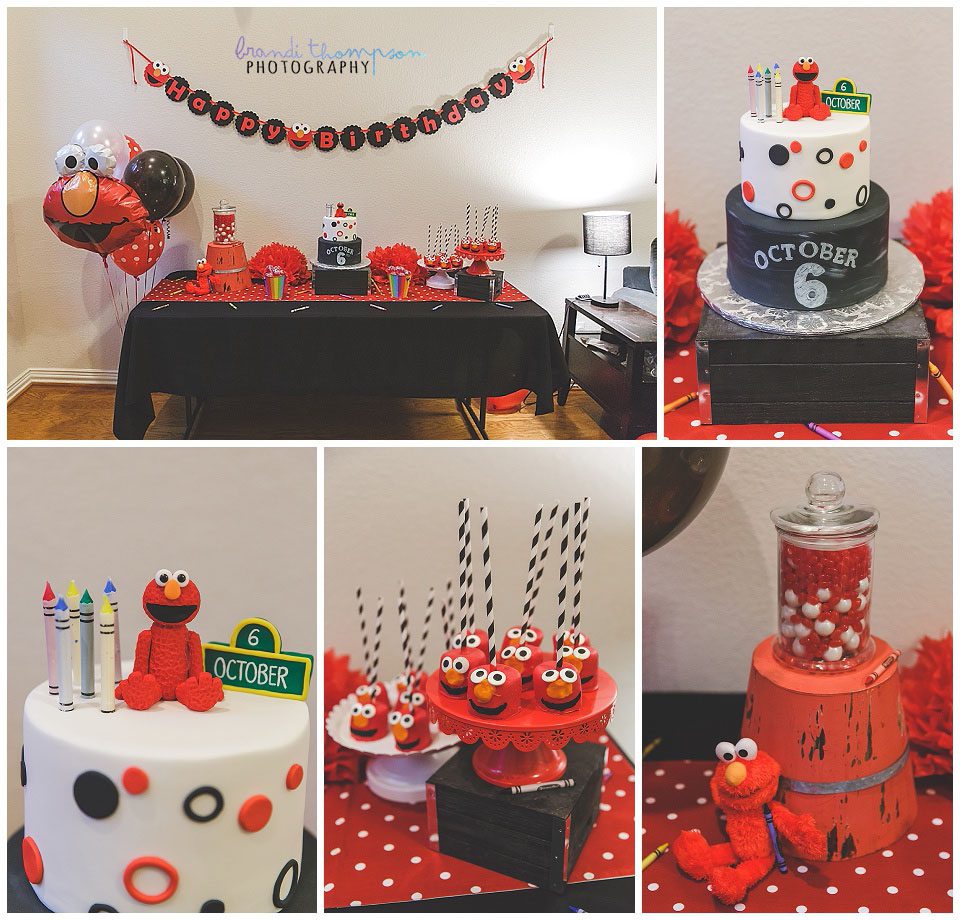 red, black and white elmo themed birthday party