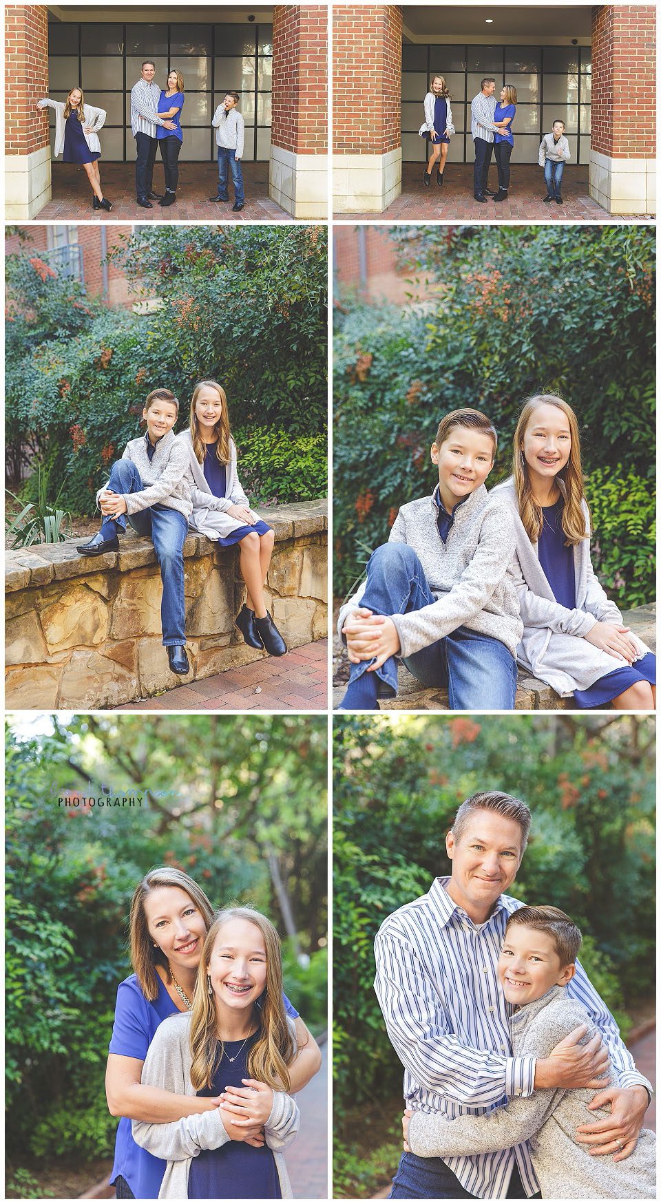 outdoor family session in addison, with mom, dad, older sister and younger brother