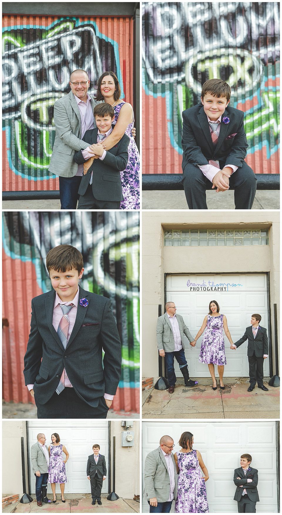Urban family session in deep ellum, tx with mom, dad and elementary age son