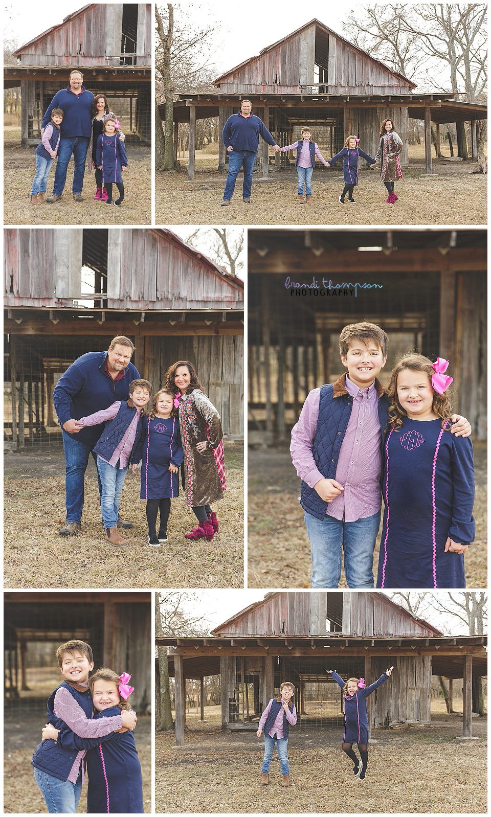 outdoor country family session with dad, mom, son and younger daughter