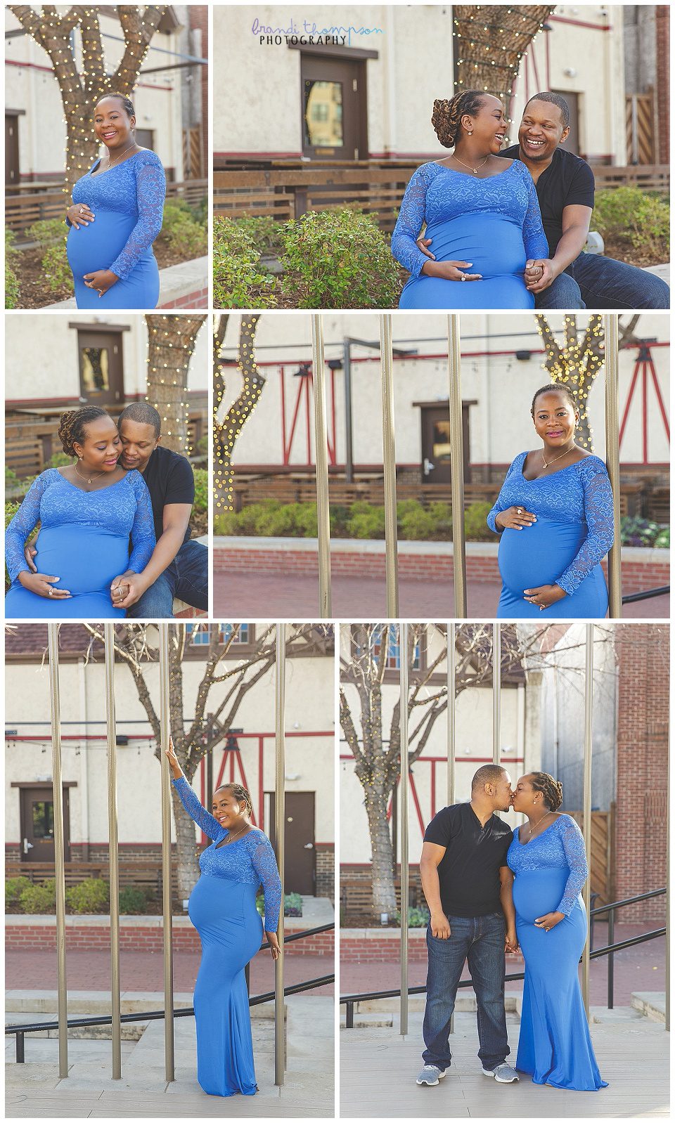 Outdoor maternity session with black couple in downtown Plano