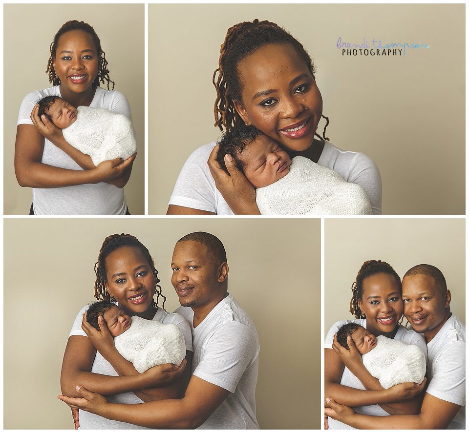 family portraits in studio with mom, dad and newborn baby boy