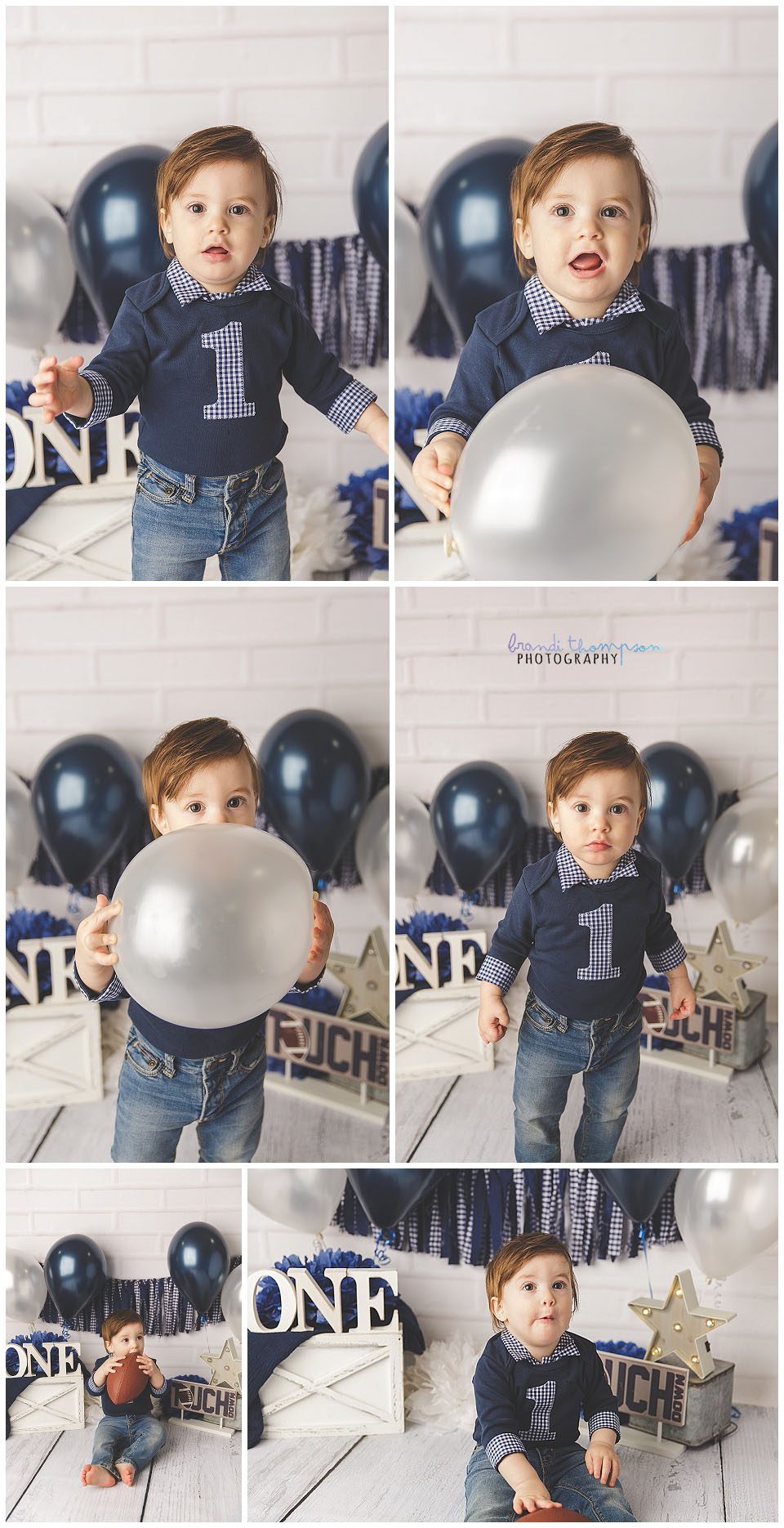 navy and white theme first birthday cake smash session with baby boy in plano, tx
