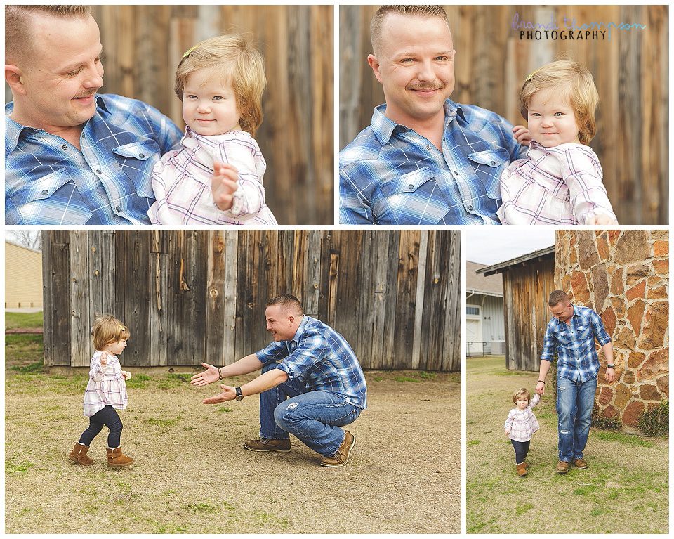 father with toddler daughter at an outdoor photo session in frisco texas