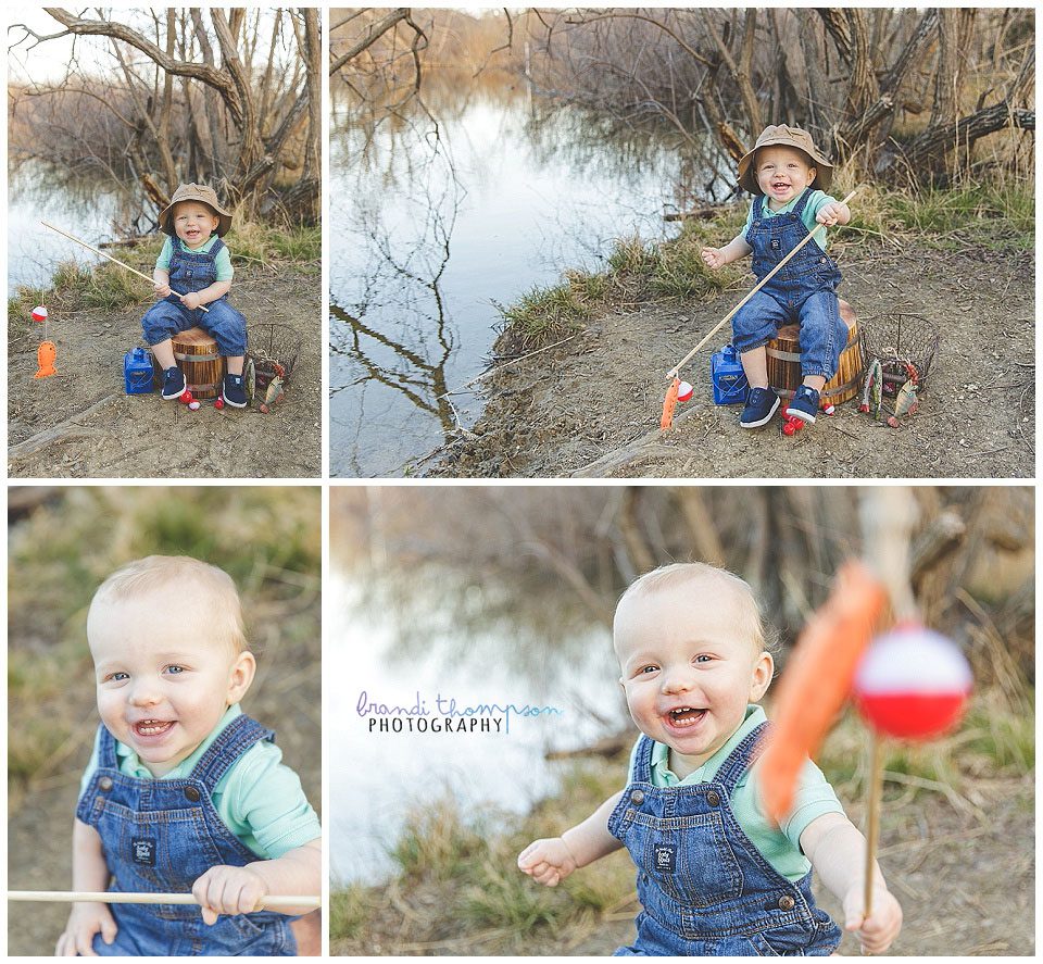outdoor fishing themed photos for one year old boy