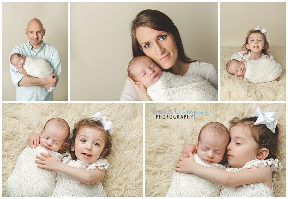newborn family images with neutral backdrops