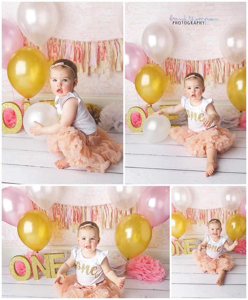 pink and gold first birthday session in plano, tx