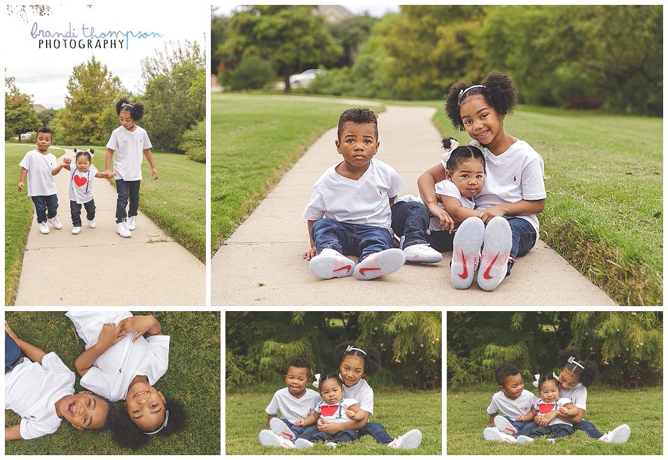 outdoor family photos with three siblings, two girls and a boy, plano, tx
