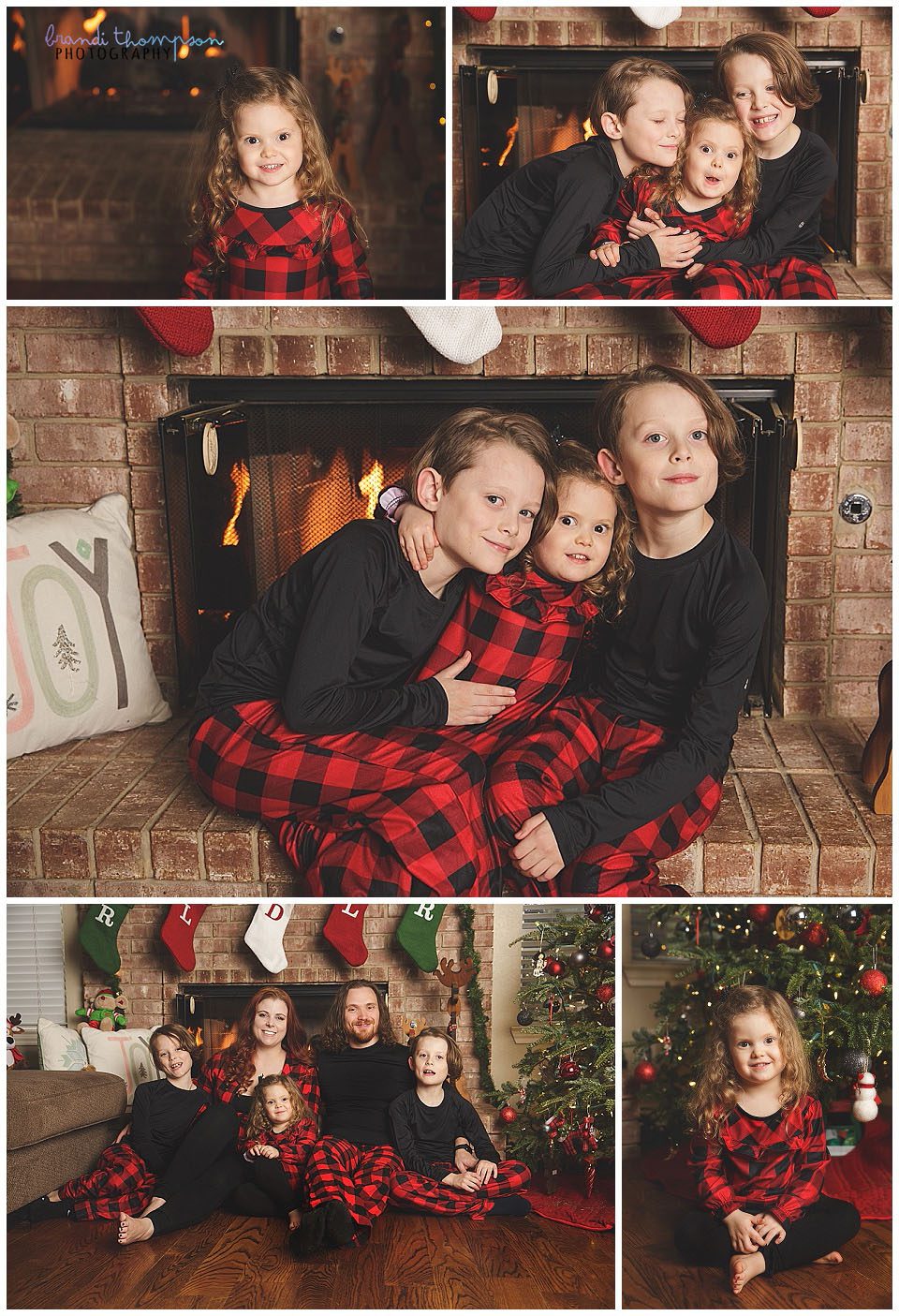christmas pajama session in home with mom, dad, twin boys and preschool girl