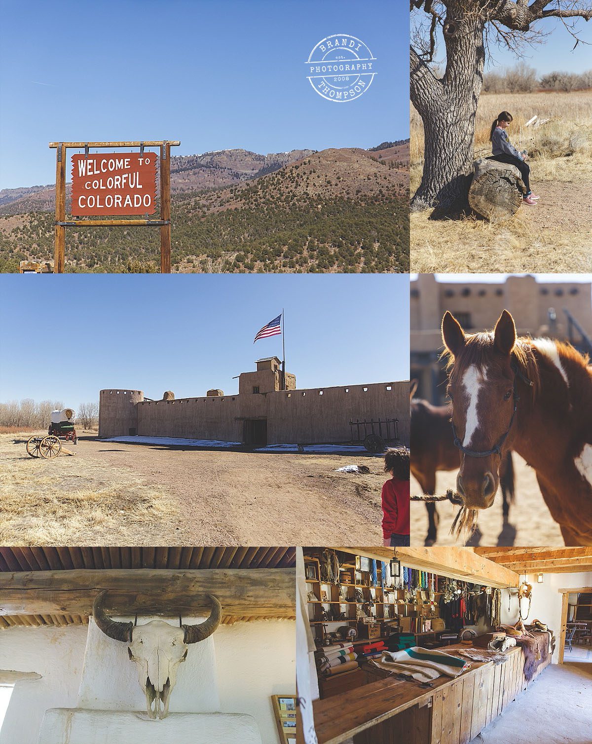 collage of photos at western fort, Bent's Old Fort in Colorado