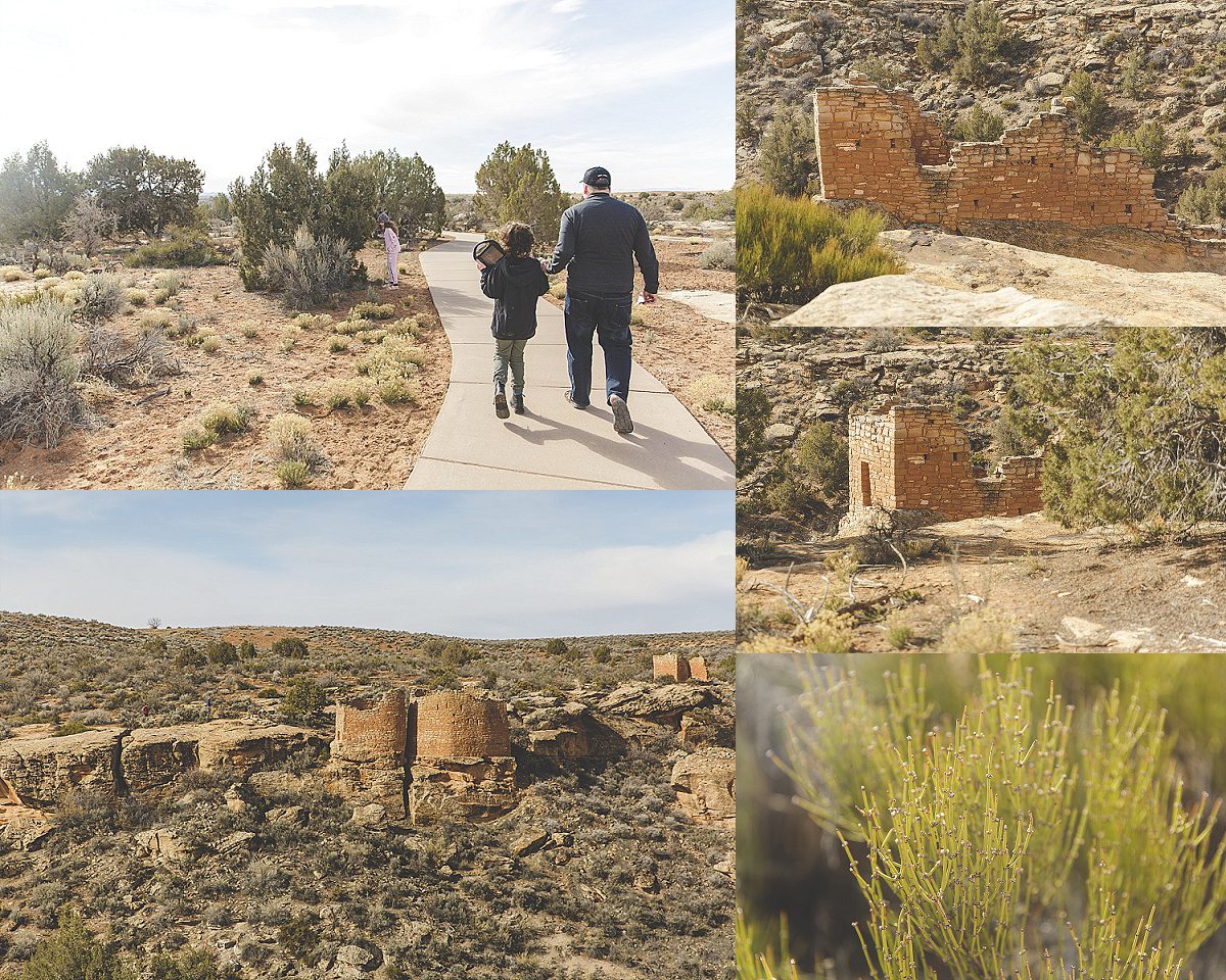 collage of photos from hovenweep national monument - ancient dwellings